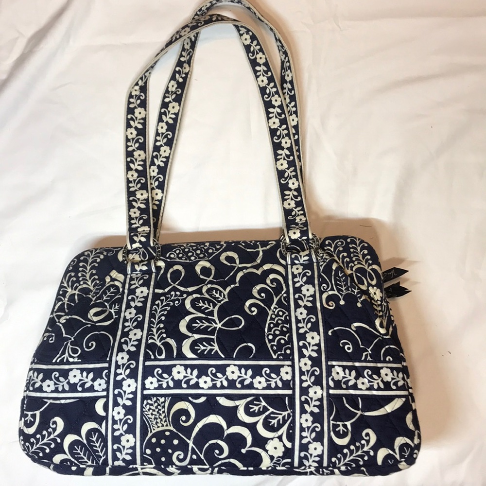 Vera Bradley Navy Twirly Bird Squared Away Bag